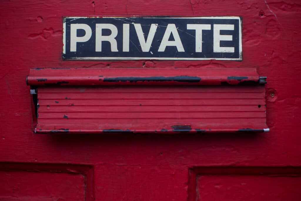 Red "Private" sign depicting fourth (4th) amendment expectation of privacy